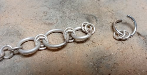 Judy Larson's Handmade Chunky Chain - , Contemporary Wire Jewelry, Making Chain, Chain Making , alternate two small rings and one large